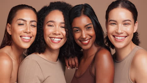 diverse group of smiling women with healthy skin
