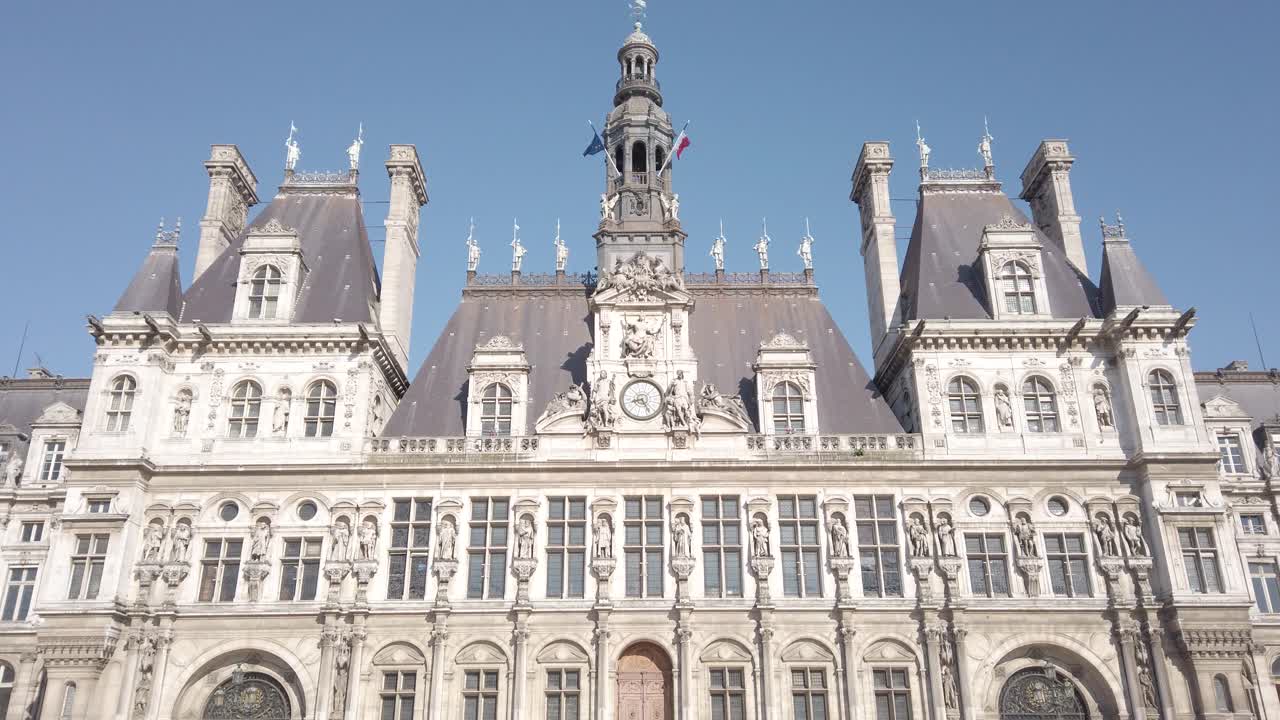 Static shot of City hall in Paris, France