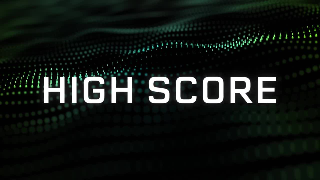 Animation of high score text and spots over black background