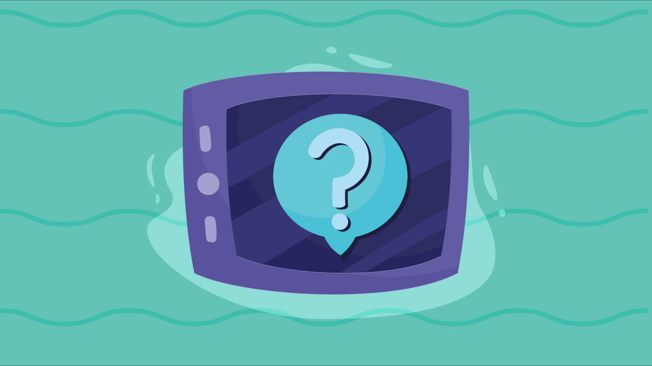 질문 애니메이션을 가진 태블릿 장치