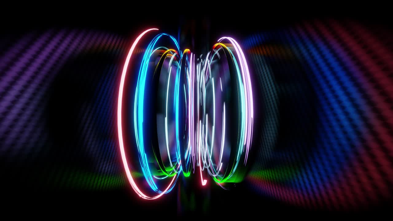 Light stripes moving fast over dark background