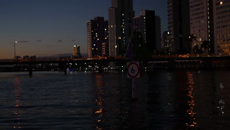 cityscape and water reflections at night