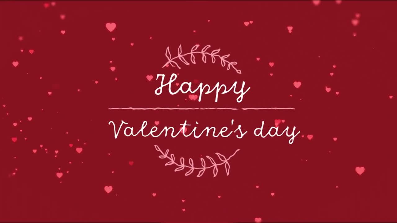 마음 위에 행복한 발렌타인 데이 텍스트의 애니메이션