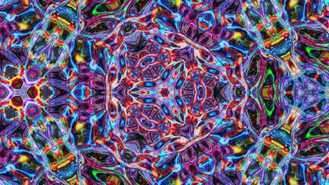 patrón simétrico iridescente líquido como el caleidoscopio con ondas. 3d elegante bucle abstracto bg, estructura ondulada de vidrio líquido brillante con hermosos colores de gradiente. 4k