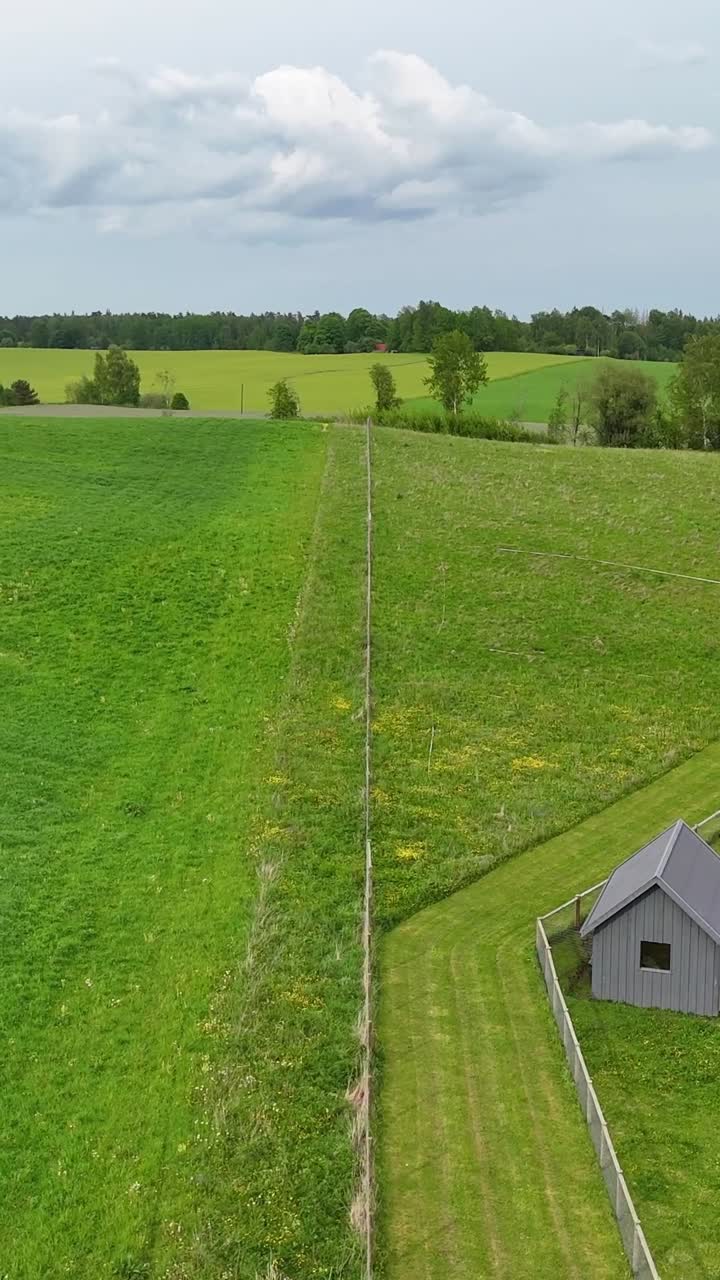 Aerial View Of Sigulda Zoo And Grassland In Daytime In Vecsicas, Krimulda, Latvia. - vertical shot