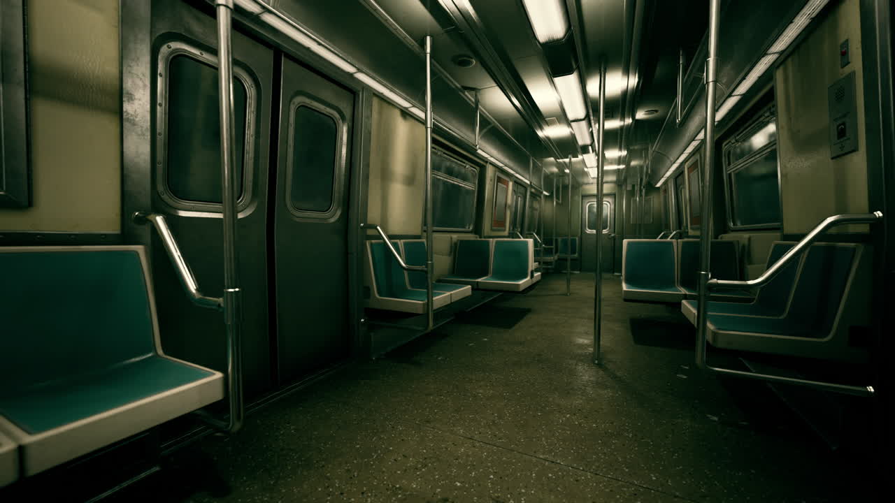 Panchine vuote di un vagone della metro