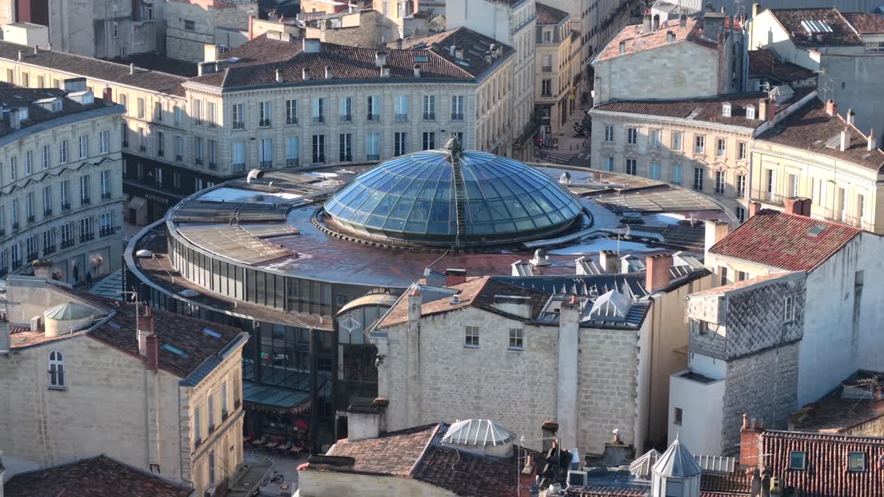 France, Gironde, Aerial view of Bordeaux, UNESCO World Heritage Site, Golden Triangle, Place des Grands Hommes, Les Grands Hommes Shopping Center