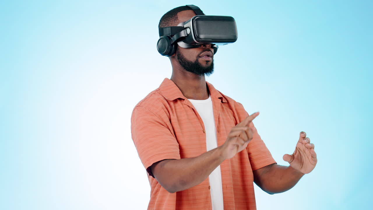 Man, virtual reality glasses