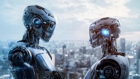 two robots facing each other