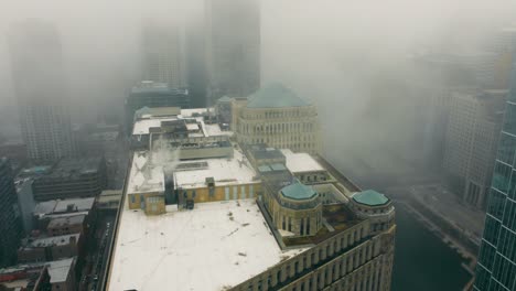 roofs of downtown chicago are equipped with ventilation systems and communications. view from the top of the roof of houses.