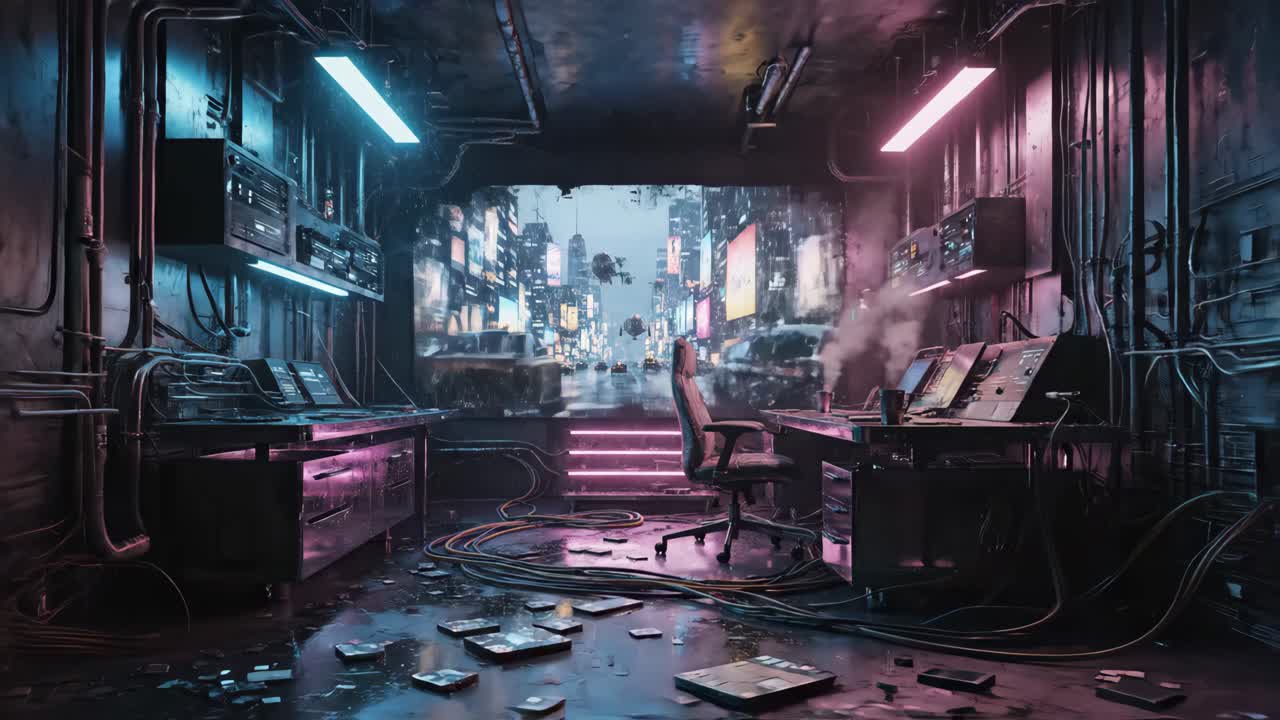 Cyberpunk Cityscape Room