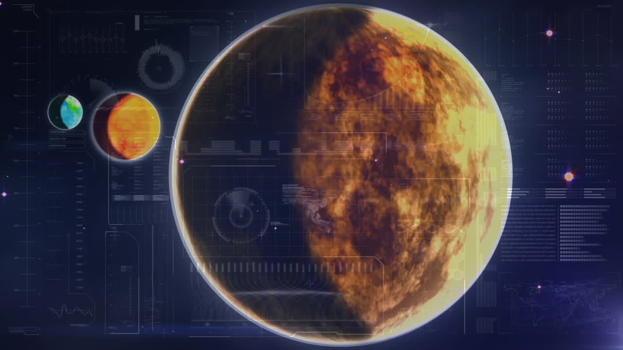 다시보드와 행성들 사이에 회전하는 지구