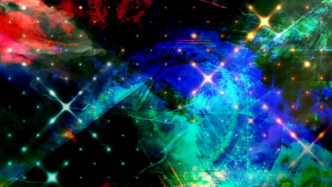 patrón giratorio colorido en la oscuridad con formas azules - 4k animación de fondo de movimiento de bucle sin costuras