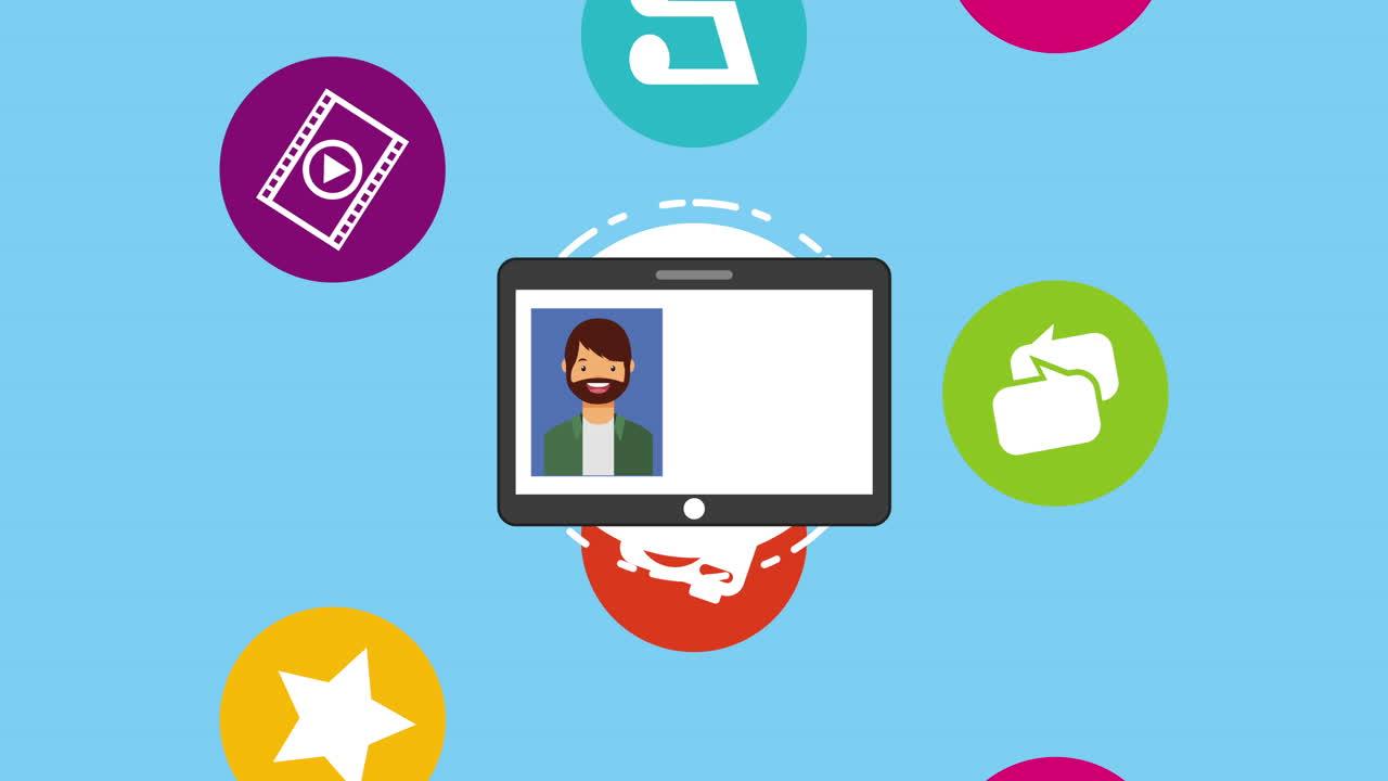 소셜 미디어 기술과 태블릿과 계정