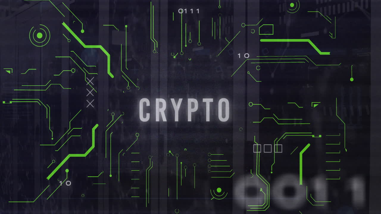 Animation of crypto text and digital data processing over computer servers