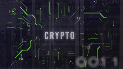 animación de texto criptográfico y procesamiento de datos digitales a través de servidores informáticos