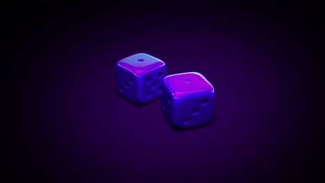 two ultraviolet 3d dice rolling and falls with number 1 one