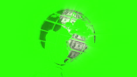 Earth-made-of-dollars-spinning-on-green-screen-background