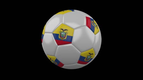 pelota de fútbol con bandera de ecuador, bucle, 4k alfa