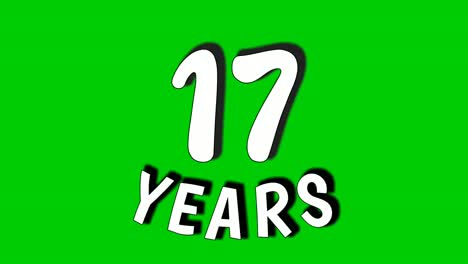 17 seventeen years digit animation motion graphics on green screen