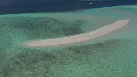 aerial view of a pristine tropical sandbar