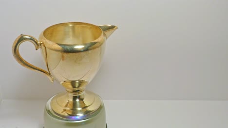 single silver-gold jug rotating in white background with dead space