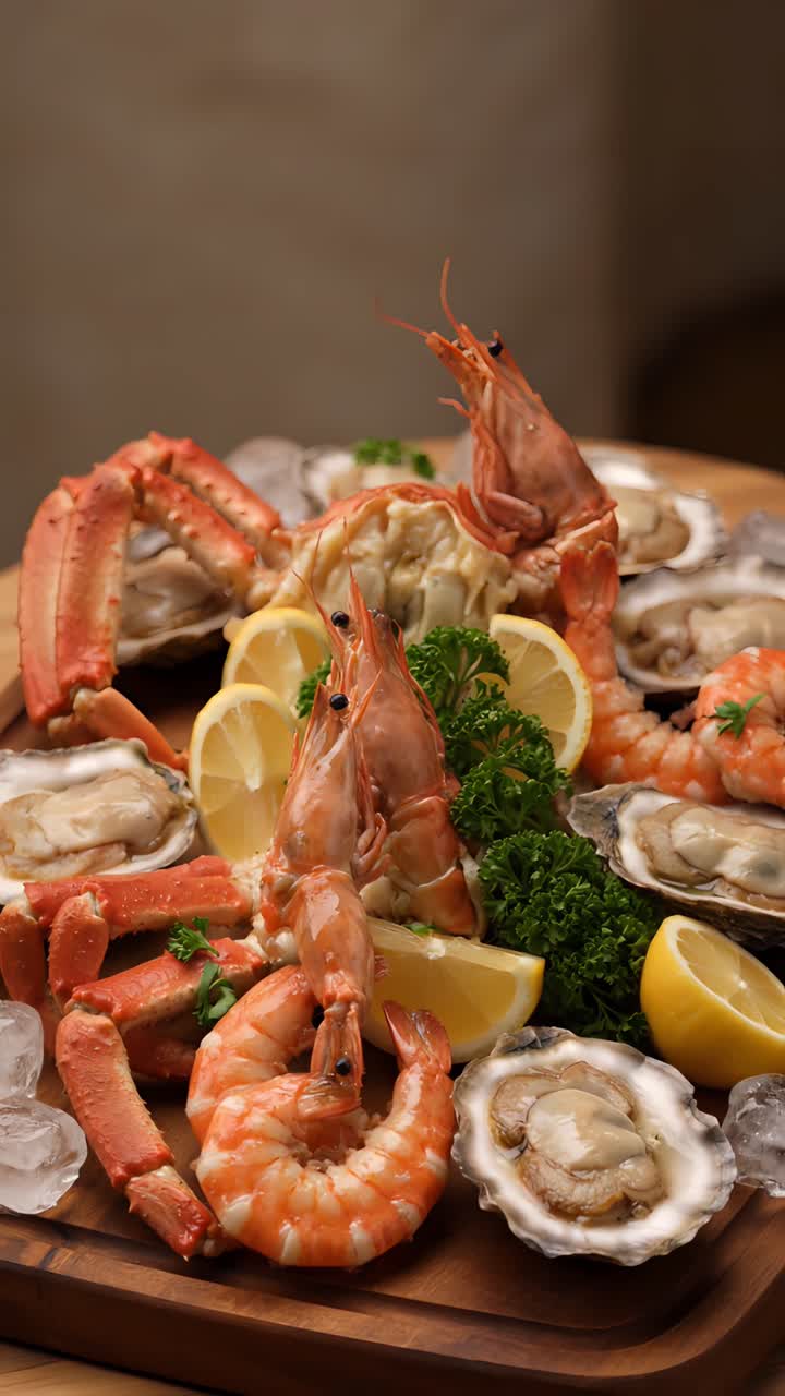 Delicious Seafood on Blurred Background 4K