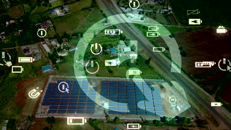 paneles solares con una superposición de gráficos futuristas en kenia