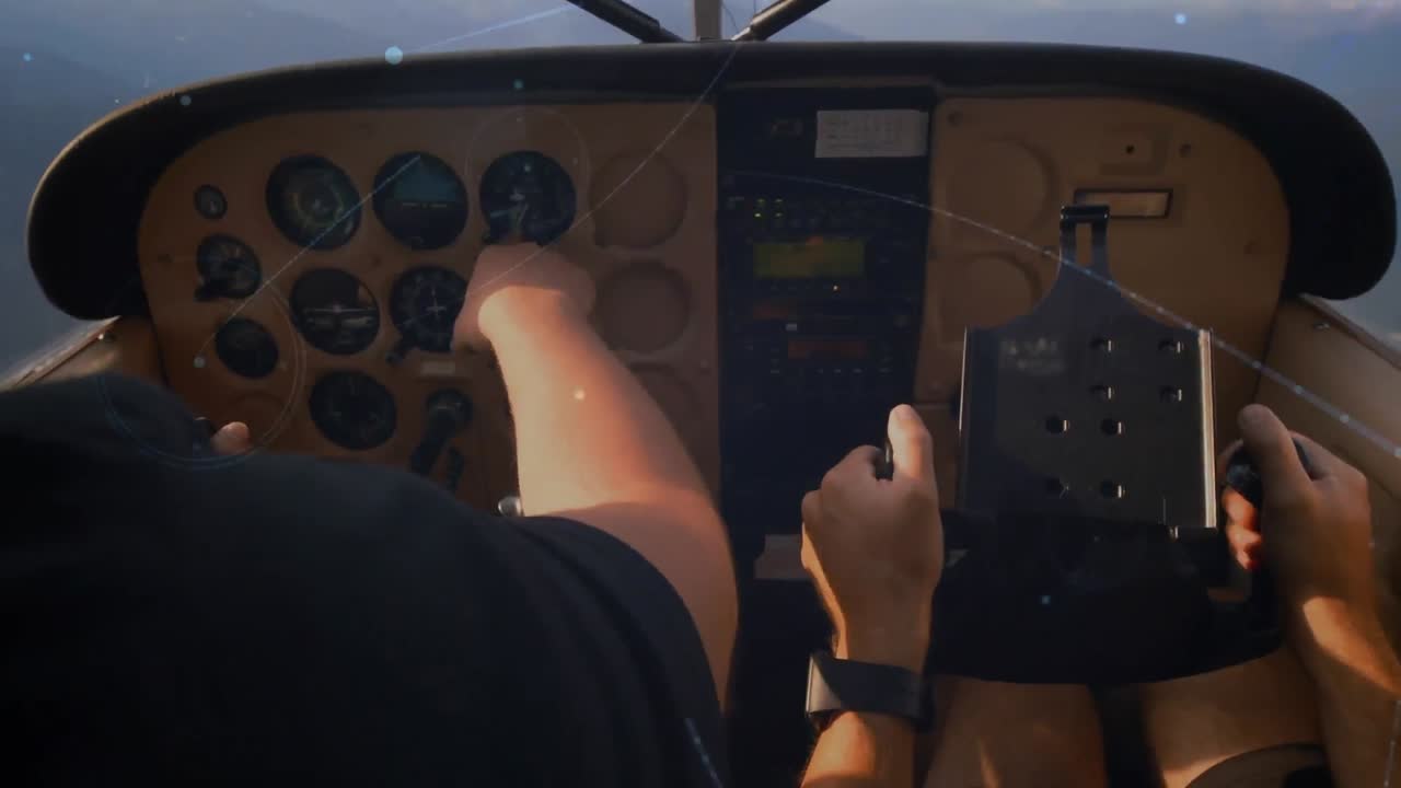 개인 항공기를 조종하는 두 명의 조종사의 중간 섹션에 대한 연결 네트워크