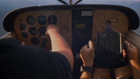 red de conexiones contra la sección media de dos pilotos que vuelan una aeronave privada
