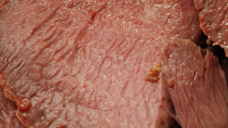 close-up view of sliced meat