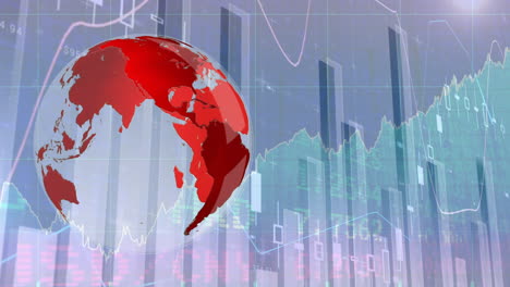 spinning globe against financial data