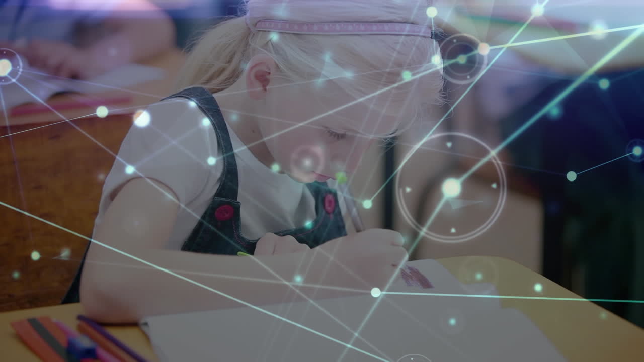 анимация сети связей через письменность школьниц