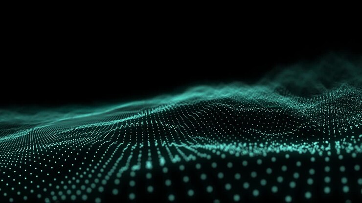 Green digital wave moving against black background
