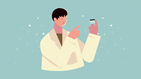 백신 병을 가진 남성 의사