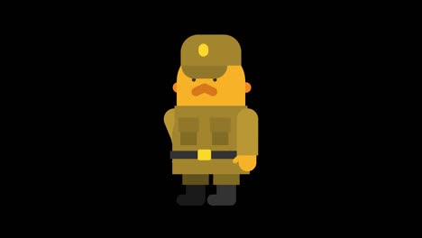 sergeant soldier attacks and fires pistol. animation set. alpha channel