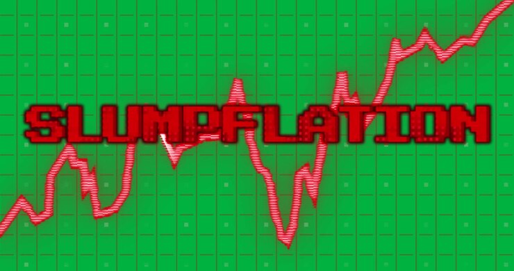 Animation of slumpflation text and diagram on transparent background