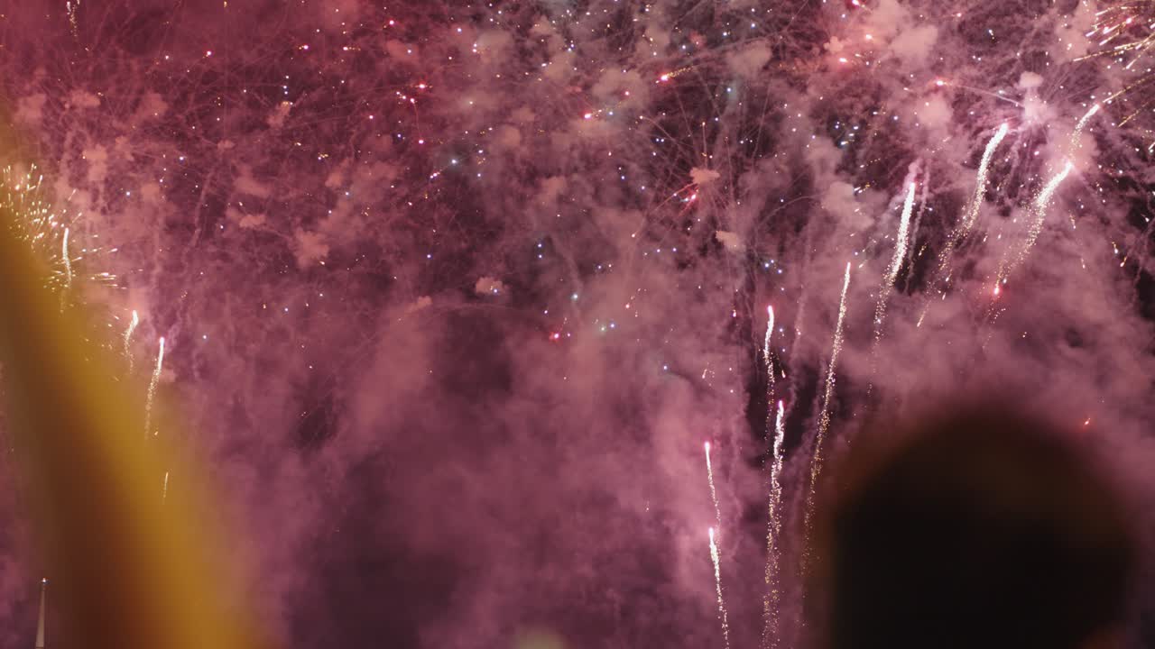 밤 에 다채로운 불꽃놀이