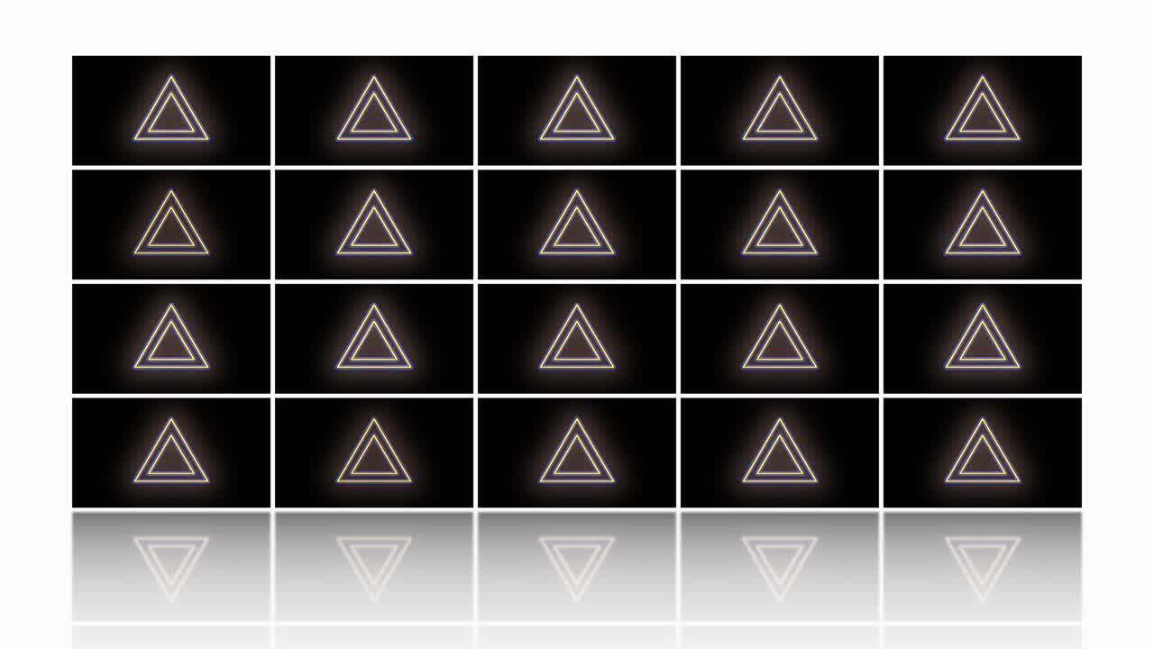행 2의 펄스 네온 노란색 삼각형 패턴
