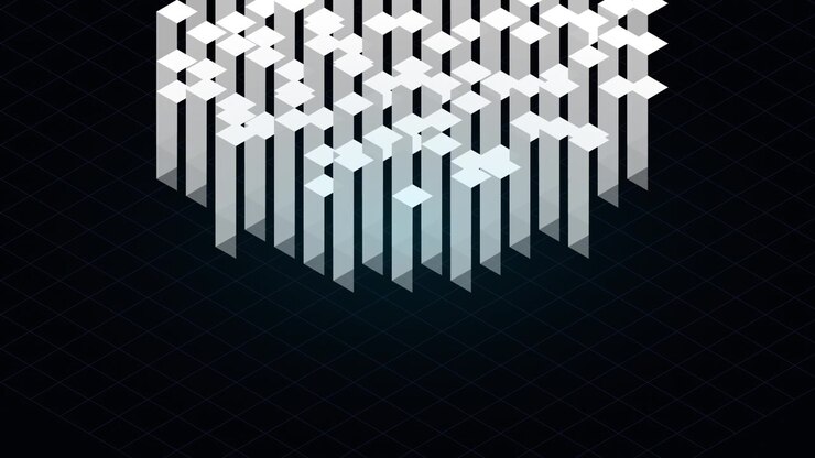 Abstract Animation of Pulsing Isometric Cubes on Dark Grid