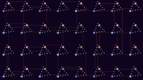 connected purple and green dot chain pattern on black background