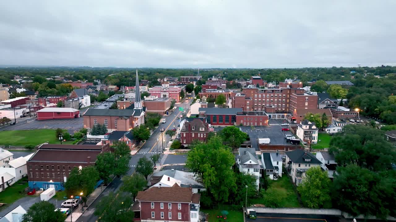aerial pulling out over Martinsburg West Virginia