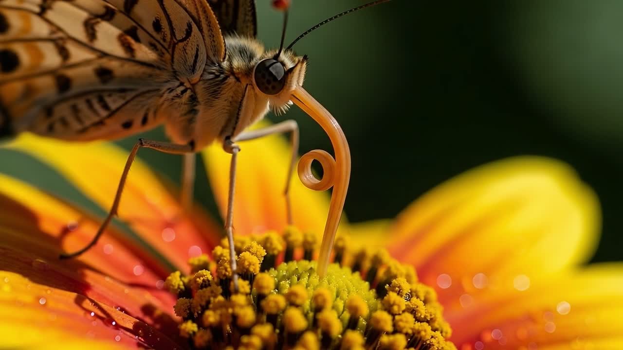 Delicate Butterfly Sipping Nectar from a Vibrant Flower, Capturing the Intricate Beauty of Nature's Pollinators in Stunning Detail