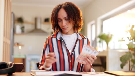 woman counting euro bills