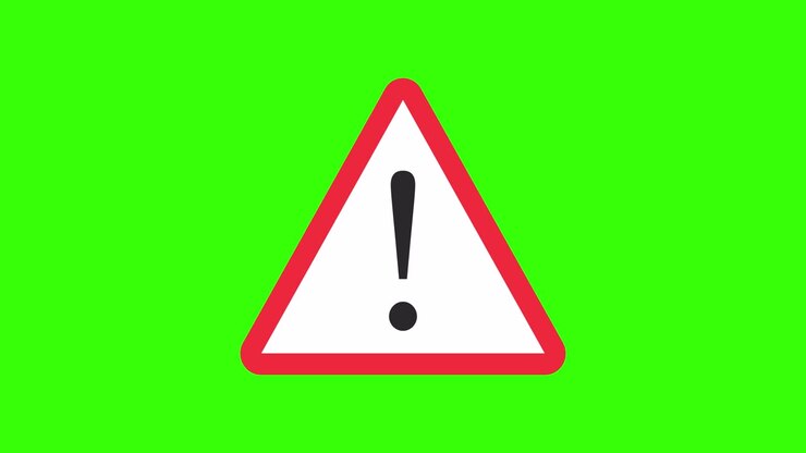 Warning sign animation. Danger or attention sign. Green background. 4K