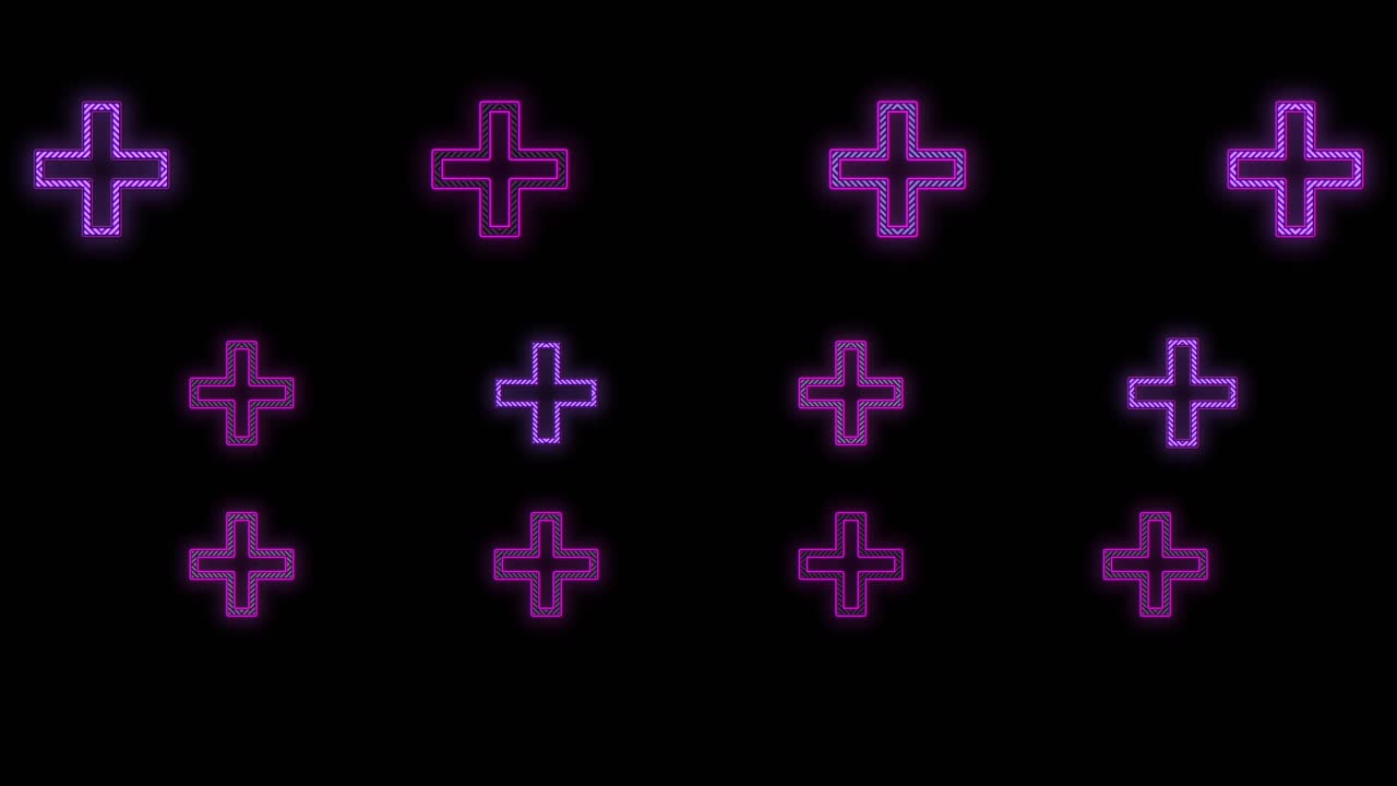 紫色加上黑色梯度上的行中的图标图案