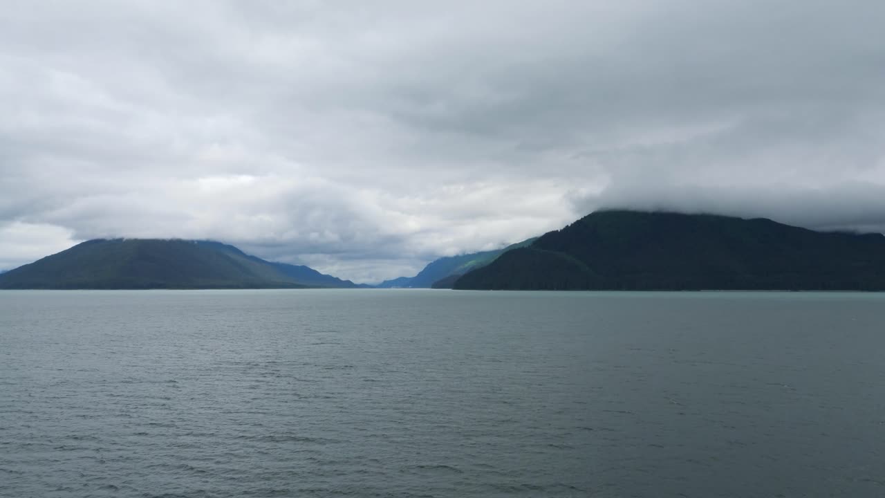 Sailing the Gastineau Channel to Juneau, Alaska, on a rainy day.