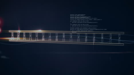 animación del procesamiento de datos sobre un fondo negro con luces y dna