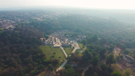 aerial drone shot of ancient bateshwar group of temples in morena of madhya pradesh india