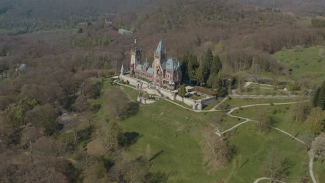 Drone---Aerial-Shot-Of-The-Castle-Drachenburg-Siebengebirge-Near-Bonn---Königswinter-25p